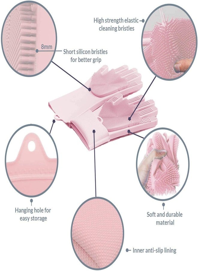 CherryBox Silicone Dish Washing Gloves, Silicon Cleaning Gloves, Silicon Hand Gloves for Kitchen Dishwashing and Pet Grooming, Great for Washing Dish, Car, Bathroom (1 Pair) - Image 3